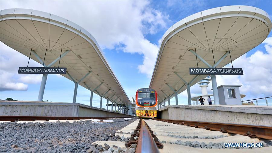 A train of the Mombasa-Nairobi Standard Gauge Railway (SGR) is seen at the Mombasa Railway Station in Mombasa, Kenya, on June 1, 2018. Source: http://english.scio.gov.cn/beltandroad/2018-09/03/content_61848050.htm