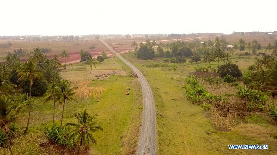 Aerial photo shows a completed section of Tanzania's Central Railway Line rehabilitation project undertaken by China Civil Engineering Construction Corporation in Tanzania on Oct. 10, 2019. Source: http://www.xinhuanet.com/english/africa/2020-08/14/c_139290023.htm