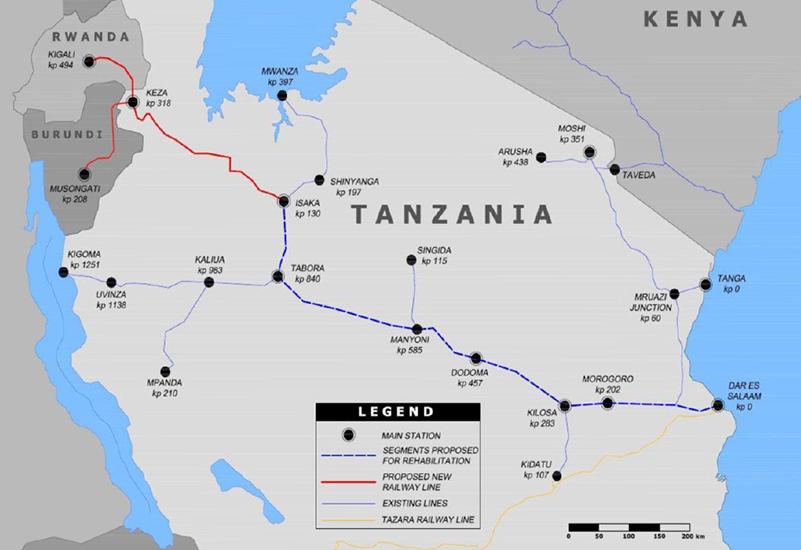 Proposed standard-gauge line will parallel an existing narrow-gauge line from Dar es Salaam on the Indian Ocean for much of its length, before establishing new links to land-locked Rwanda and Burundi. Source: https://www.enr.com/articles/40045-china-announces-76b-financing-for-tanzania-rail-project